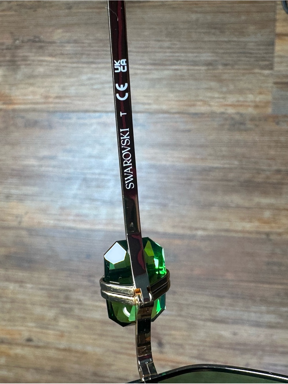 Swarovski Green Cat-Eye Sunglasses with Silver Frame - Picture 9 of 10